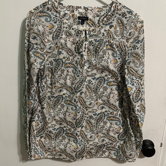 Talbots Tops - Talbots Paisley Blouse in Cream and Blue‎ women’s size small